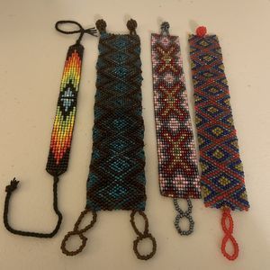 Woven Seed Bead Bracelets Geo Pattern 6" to 6.5" Some faceted Seed Beads